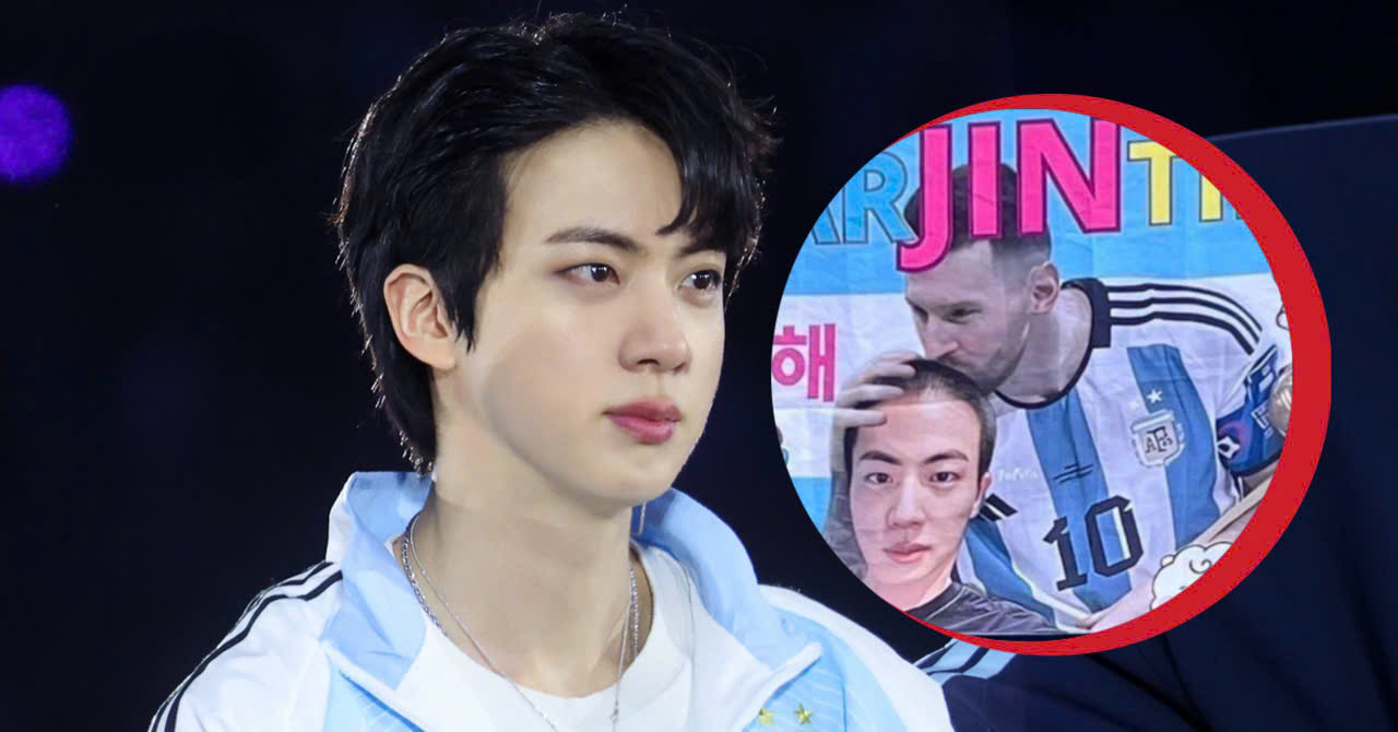 Jin Appears to Address Fandom Controversy Over His Photo With Messi Being Used as a Meme