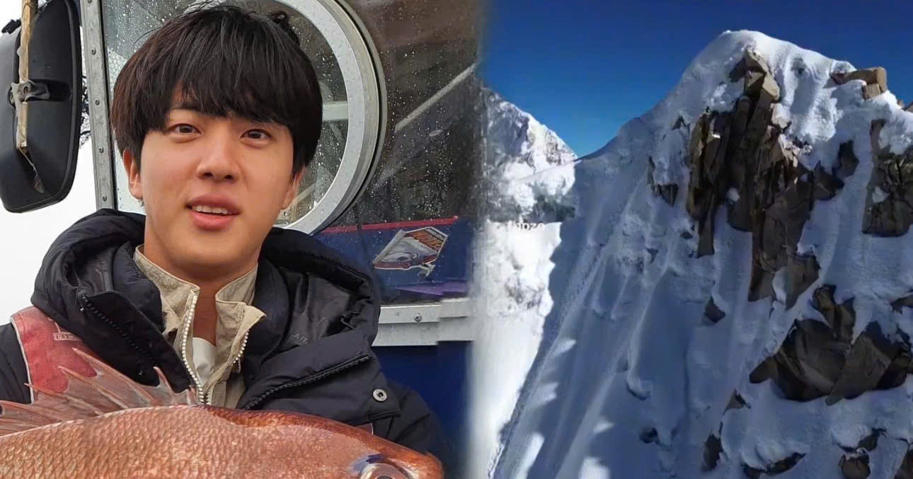 A Birthday Project For Jin Sparks Buzz As It's Displayed On One Of The Highest Snowy Mountain Peaks